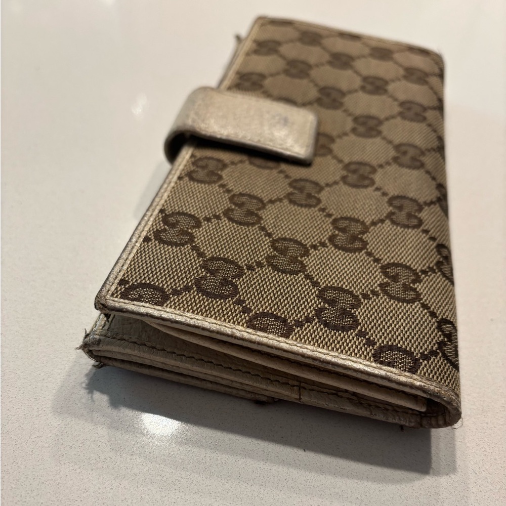 Gucci Beige Brown GG Canvas Continental Wallet